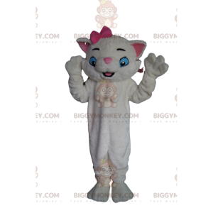 Very Charming White Cat BIGGYMONKEY™ Mascot Costume With Bow