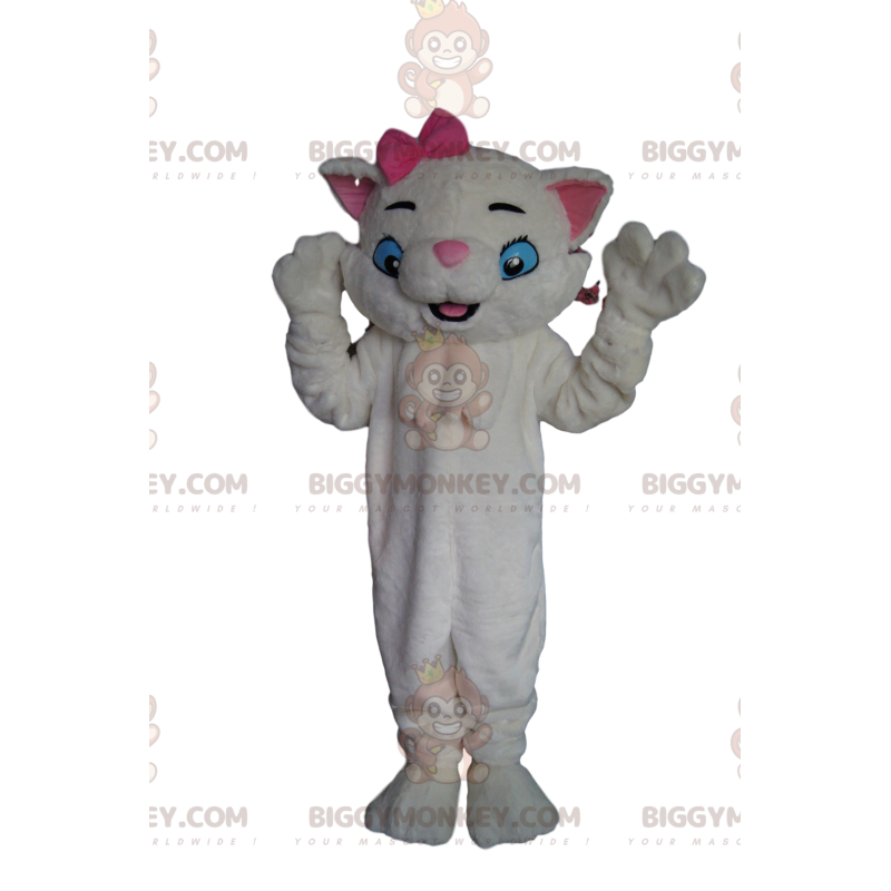 Traje de mascote de gato branco muito charmoso BIGGYMONKEY™ com