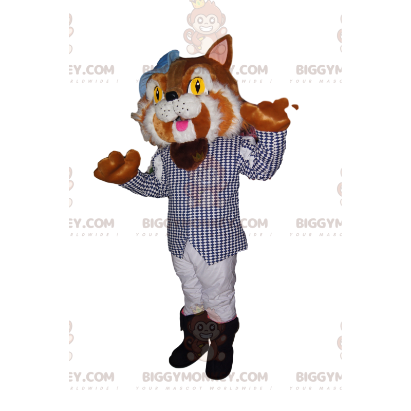 Costume de mascotte BIGGYMONKEY™ du Chat Botté avec une veste à