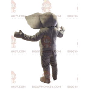 Traje de mascote BIGGYMONKEY™ Elefante cinza com orelhas