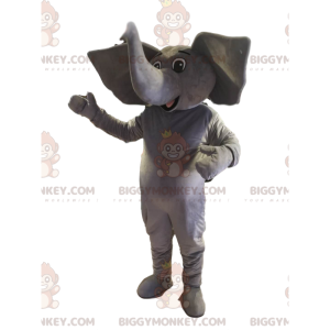 Traje de mascote BIGGYMONKEY™ Elefante cinza com orelhas