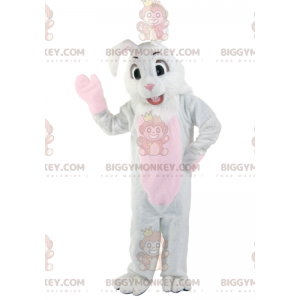 Stilig vit och rosa kanin BIGGYMONKEY™ maskotdräkt -