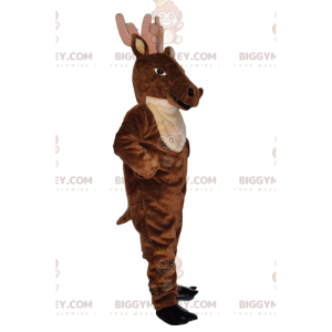 Majestätisk brun hjort med stora horn BIGGYMONKEY™ maskotdräkt