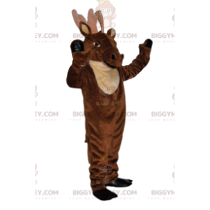 Costume de mascotte BIGGYMONKEY™ de cerf marron majestueux avec