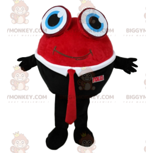 BIGGYMONKEY™ Mascot Costume Round Snowman in Red and Black Tie