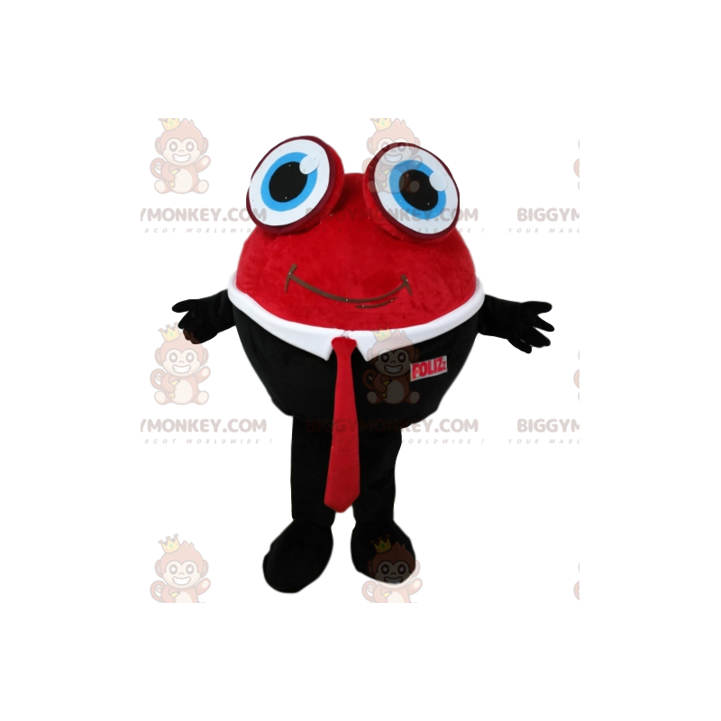 BIGGYMONKEY™ maskotkostume rund snemand i rødt og sort bindesæt