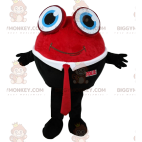 BIGGYMONKEY™ Mascot Costume Round Snowman in Red and Black Tie