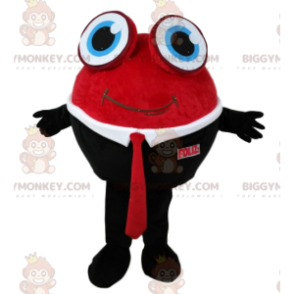 BIGGYMONKEY™ Mascottekostuum Ronde sneeuwman in rood en zwart