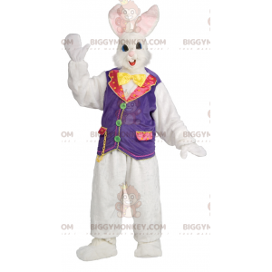 Costume de mascotte BIGGYMONKEY™ de beau lapin blanc et rose