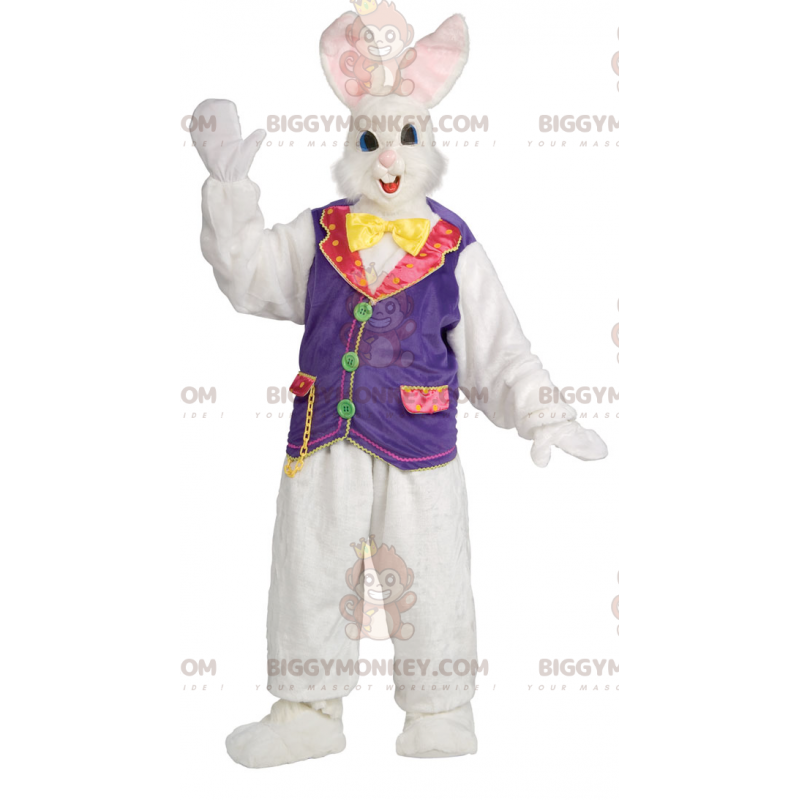 Kostým maskota BIGGYMONKEY™ krásného bílého a růžového zajíčka