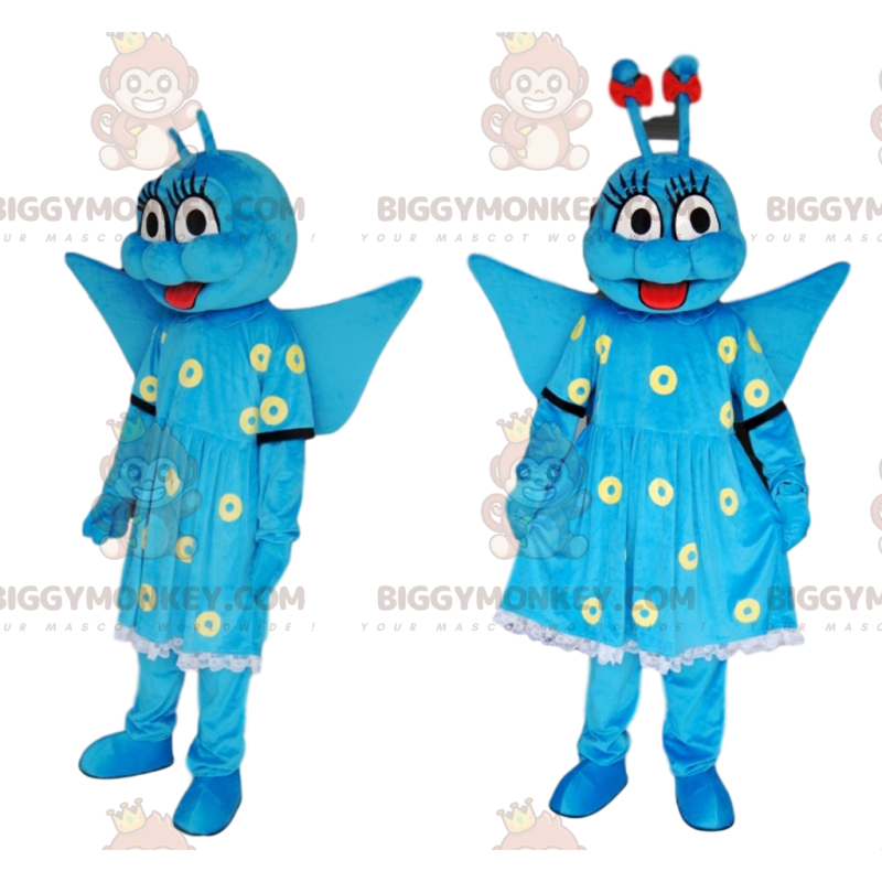 Blauer Schmetterling BIGGYMONKEY™ Maskottchenkostüm mit süßem