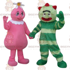 Duo de Costume de mascotte BIGGYMONKEY™ de personnages rose et