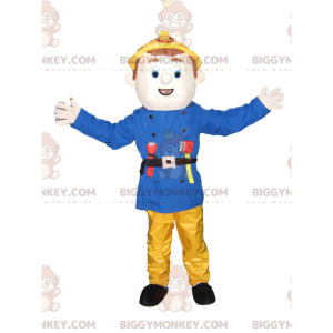 Costume da mascotte pompiere BIGGYMONKEY™ con giacca blu e