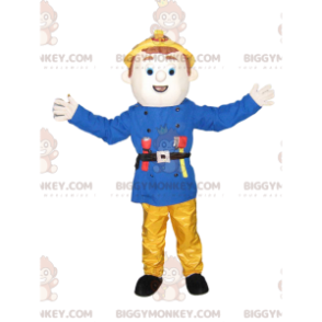 Costume da mascotte pompiere BIGGYMONKEY™ con giacca blu e