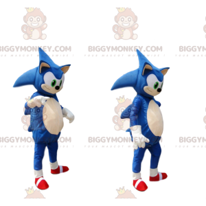 BIGGYMONKEY™ maskotkostume af Sonic, Segas berømte blå pindsvin