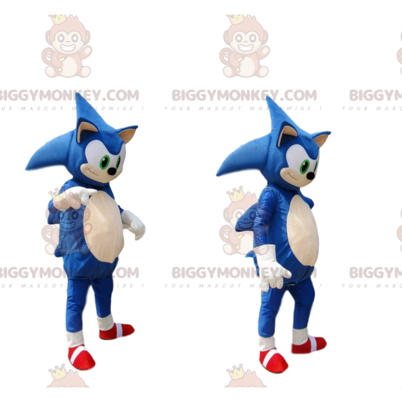 Kostým maskota BIGGYMONKEY™ Sonica, slavného modrého ježka Segy