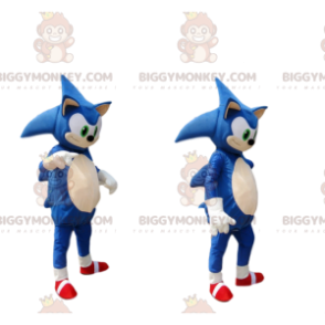 BIGGYMONKEY™ mascot costume of Sonic, Sega's famous blue