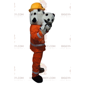 Kostým maskota BIGGYMONKEY™ Bílý a černý pes s oranžovým