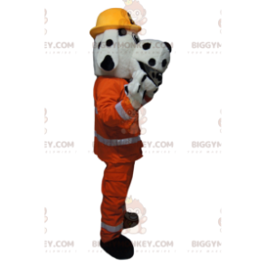 Kostium maskotki BIGGYMONKEY™ biało-czarny pies z pomarańczowym