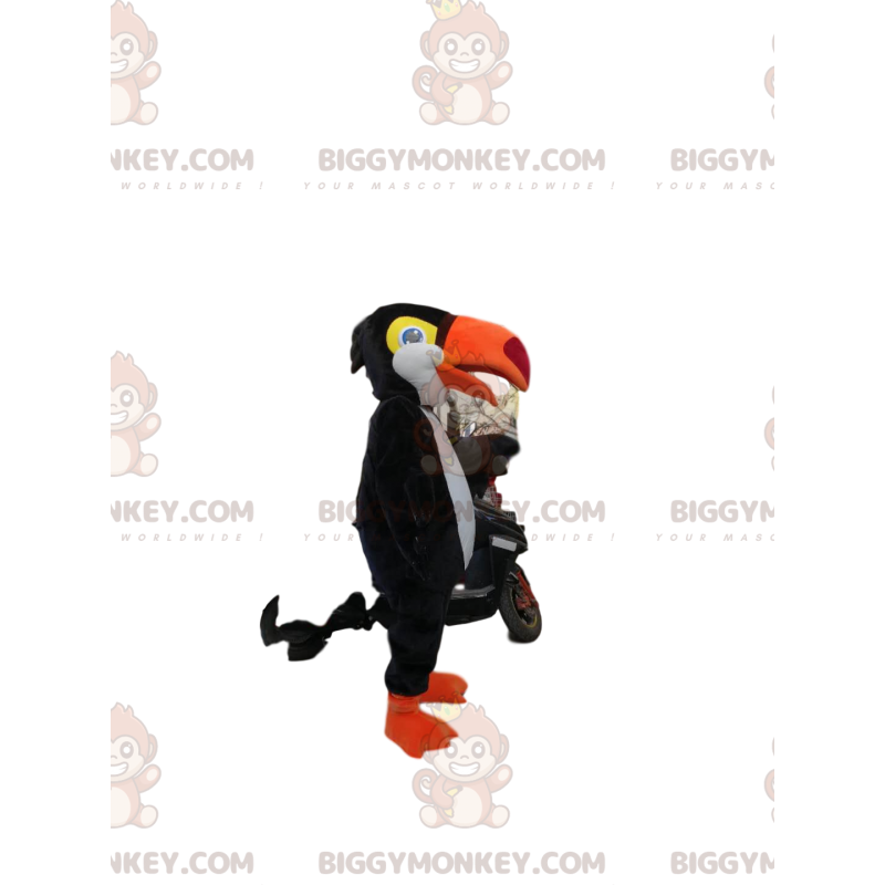 Costume de mascotte BIGGYMONKEY™ de toucan noir et blanc avec