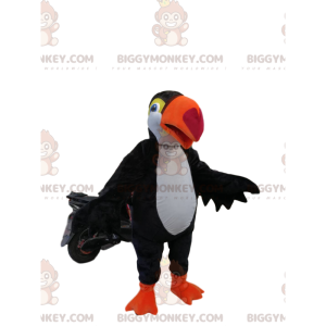 Traje de mascote BIGGYMONKEY™ de tucano preto e branco com