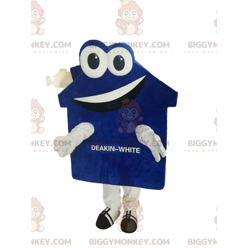 Πολύ χαμογελαστή στολή μασκότ BIGGYMONKEY™ σε μπλε και Λευκό