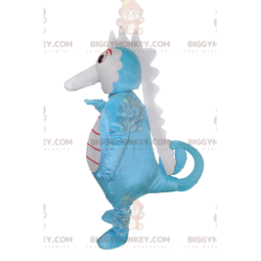 Grappig blauw en wit zeepaardje BIGGYMONKEY™ mascottekostuum -