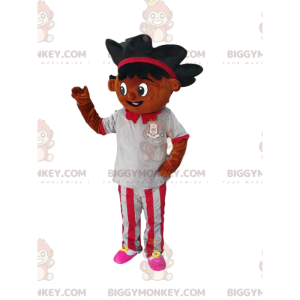 BIGGYMONKEY™ mascot costume of little mixed-race girl with