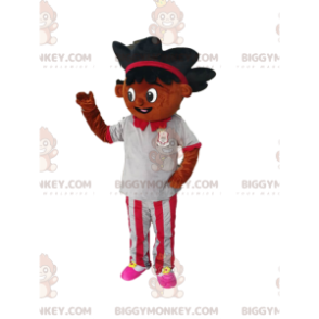 BIGGYMONKEY™ mascot costume of little mixed-race girl with