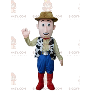 Smilende cowboy BIGGYMONKEY™ maskotkostume med brun hat -