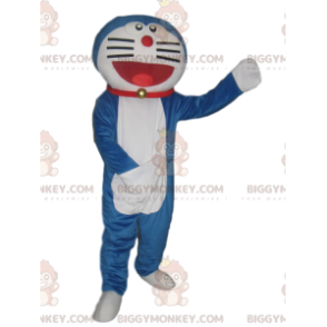 BIGGYMONKEY™ mascot costume of a very smiling blue and white