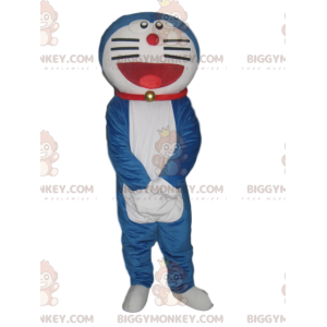 BIGGYMONKEY™ costume mascotte di un gatto bianco e blu molto