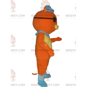 Orange kat BIGGYMONKEY™ maskotkostume i piratdragt med øjenlap