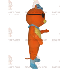 Orange katt BIGGYMONKEY™ maskotdräkt i piratdräkt med ögonlapp