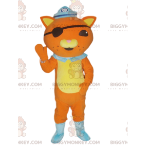 Kostým maskota oranžové kočky BIGGYMONKEY™ v pirátském oblečení