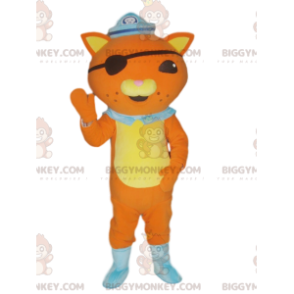 Orange Katze BIGGYMONKEY™ Maskottchenkostüm im Piratenoutfit