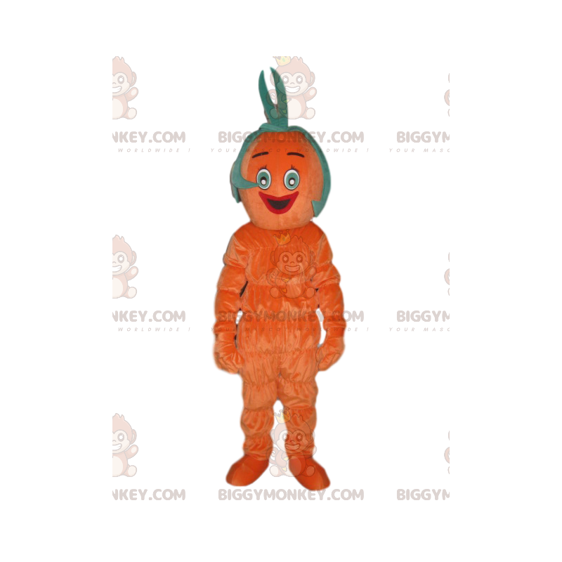 Traje de mascote BIGGYMONKEY™ homem laranja sorridente com