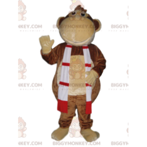 Funny Monkey BIGGYMONKEY™ mascottekostuum met rode en groene