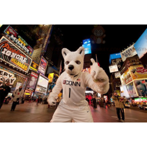 BIGGYMONKEY™ White Wolf Dog Mascot Costume In Sportswear -