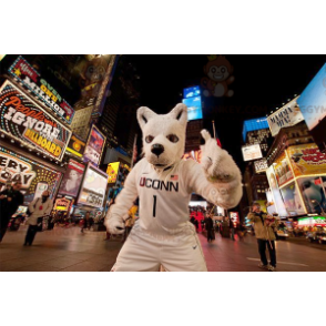 BIGGYMONKEY™ Witte wolfshond mascottekostuum in sportkleding -