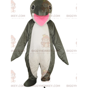 Costume de mascotte BIGGYMONKEY™ de dauphin blanc et gris super