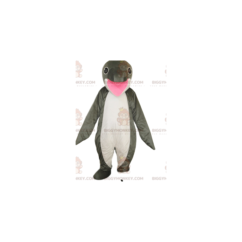 Super Happy White and Grey Dolphin BIGGYMONKEY™ Maskottchen