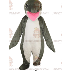 Super Happy White and Gray Dolphin BIGGYMONKEY™ Mascot Costume