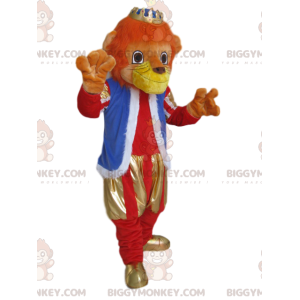 Løve BIGGYMONKEY™ maskotkostume med outfit og gylden krone -