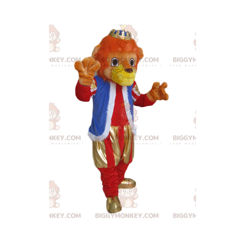 Costume de mascotte BIGGYMONKEY™ de Lion avec une tenue et une
