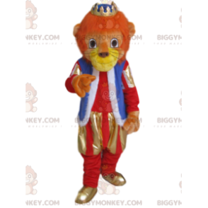 Lion BIGGYMONKEY™ Mascot Costume with Outfit and Golden Crown -