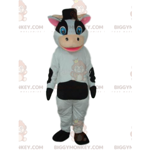 Costume de mascotte BIGGYMONKEY™ de vache noire et blanche avec