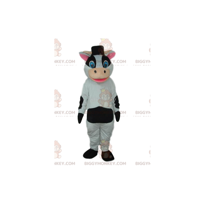 Costume de mascotte BIGGYMONKEY™ de vache noire et blanche avec