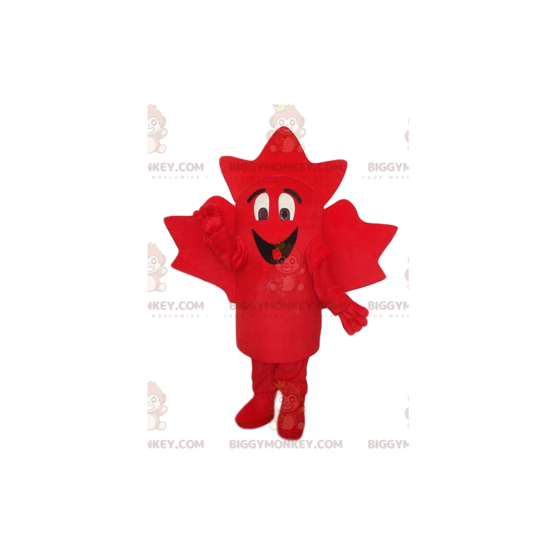 Very Smiling Red Maple Leaf BIGGYMONKEY™ Mascot Costume –