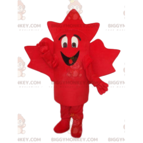 Very Smiling Red Maple Leaf BIGGYMONKEY™ Mascot Costume -